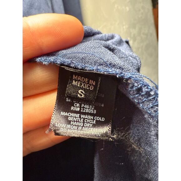 Potters Pot blue linen button peasant top womens small coquette milkmaid prairie - Picture 5 of 8